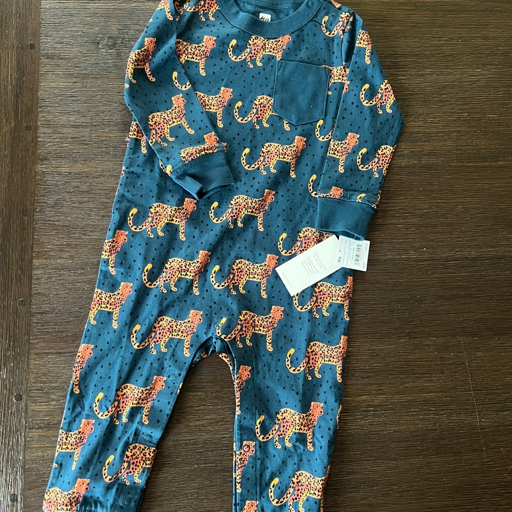 NWT Tea Collection One Piece with Leopard Print